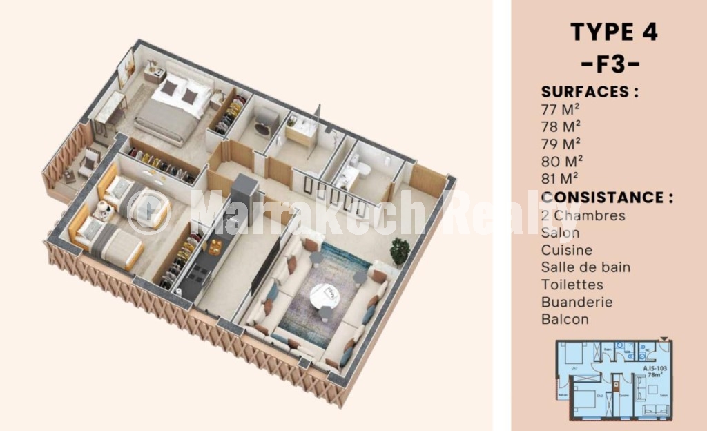 Studios et Appartements à vendre en cours de construction