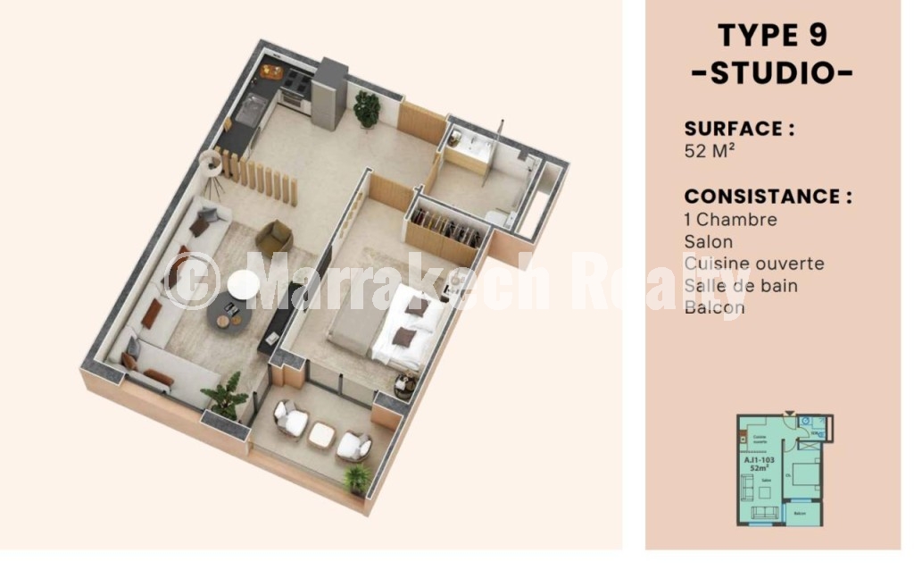 Studios et Appartements à vendre en cours de construction