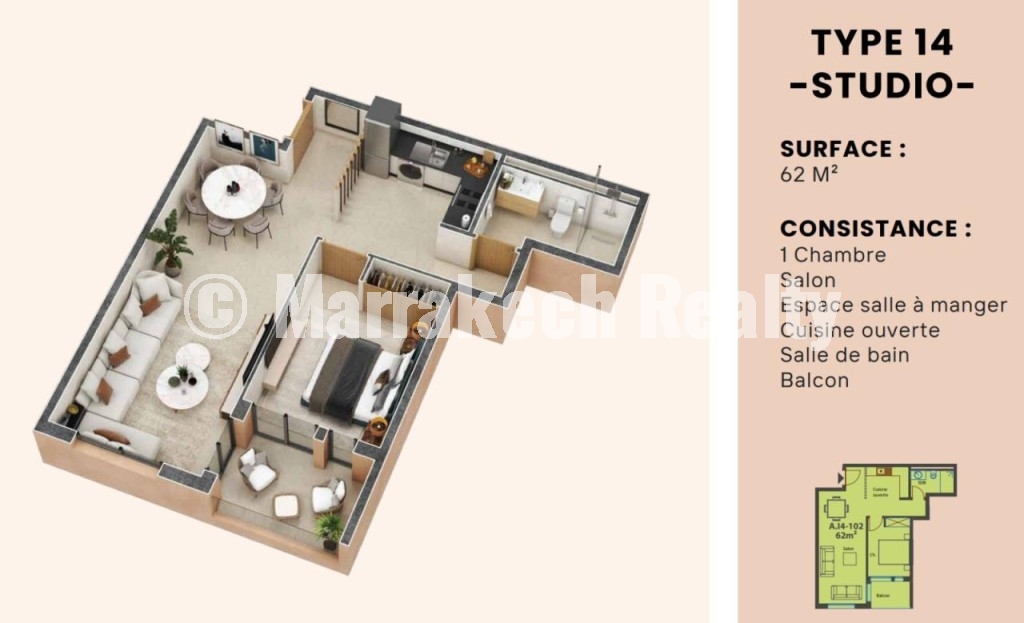 Studios et Appartements à vendre en cours de construction