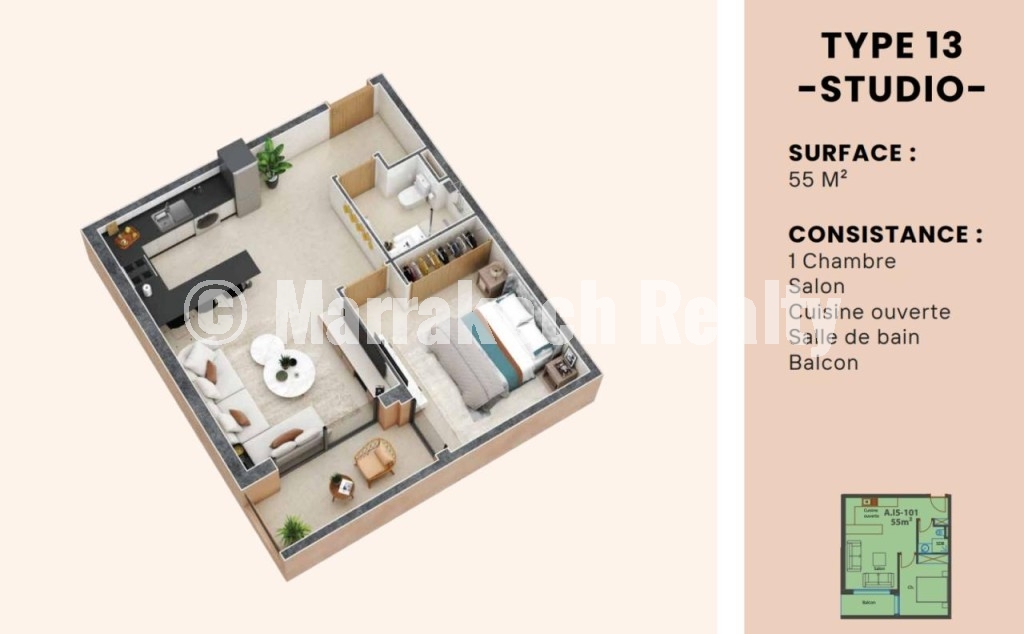 Studios et Appartements à vendre en cours de construction