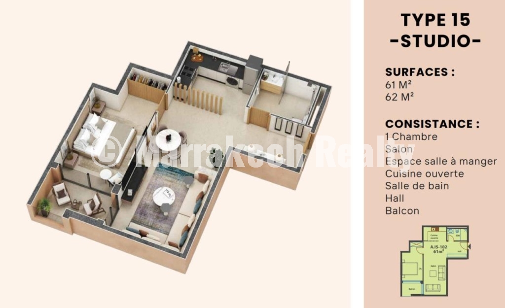 Studios et Appartements à vendre en cours de construction