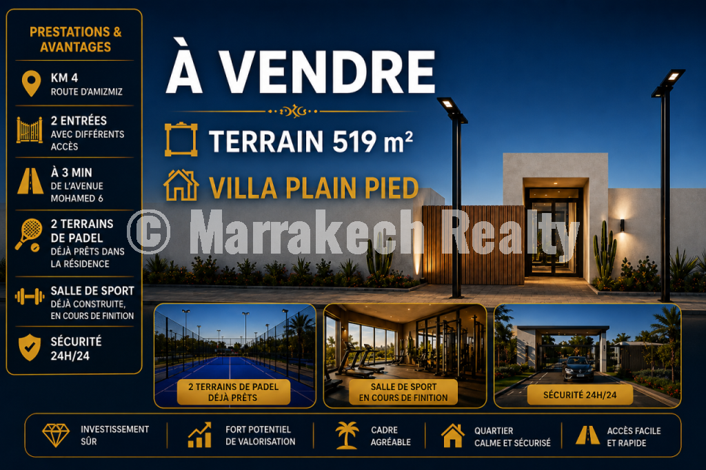 Terrain Premium Idéal pour Villa Plain-Pied à Vendre – Route d’Amizmiz