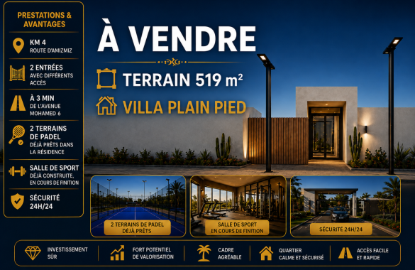 Terrain Premium Idéal pour Villa Plain-Pied à Vendre – Route d’Amizmiz
