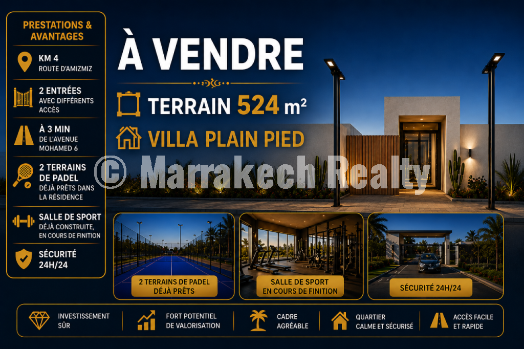 Terrain Premium Idéal pour Villa Plain-Pied à Vendre – Route d’Amizmiz