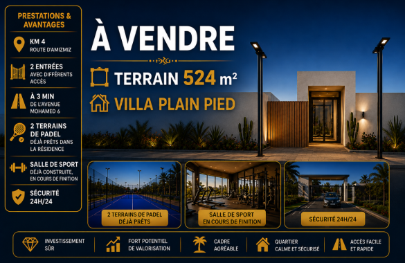 Terrain Premium Idéal pour Villa Plain-Pied à Vendre – Route d’Amizmiz
