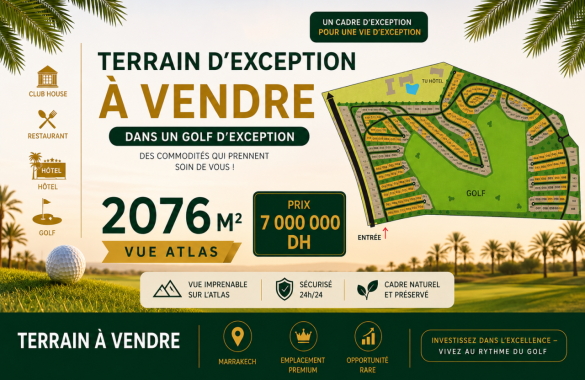 Premium plot of land with Atlas views for sale in an exceptional golf course