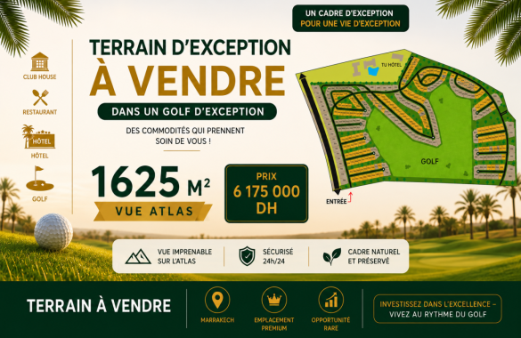 Premium plot of land with Atlas views for sale in an exceptional golf course