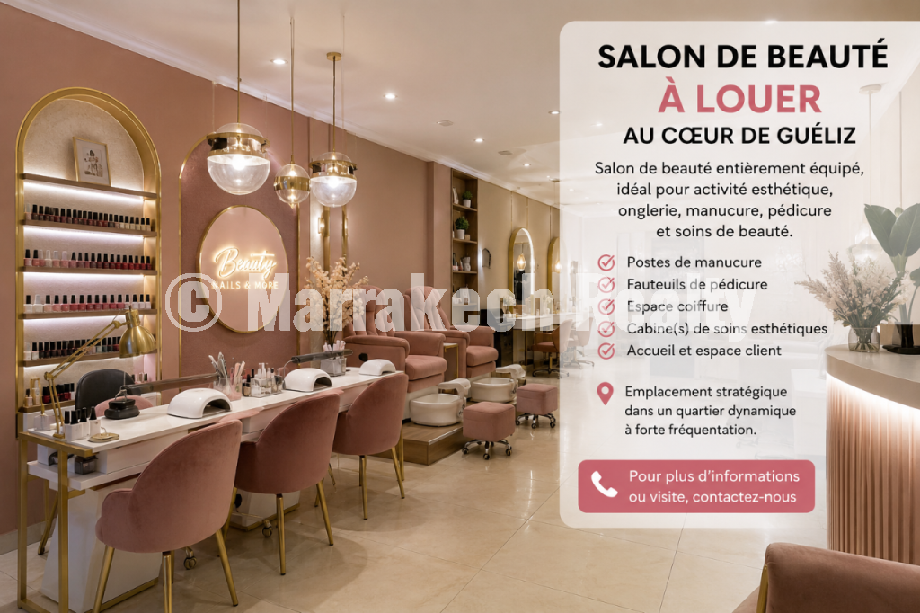 Salon de beauté à louer au cœur de Guéliz