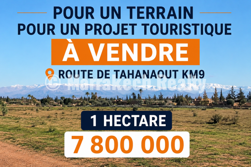 Terrain de 1 hectare à vendre Route de Tahanaout