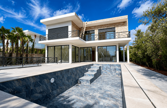 Villa contemporaine neuve à vendre à Essaouira – 3 chambres, piscine à débordement et vue forêt